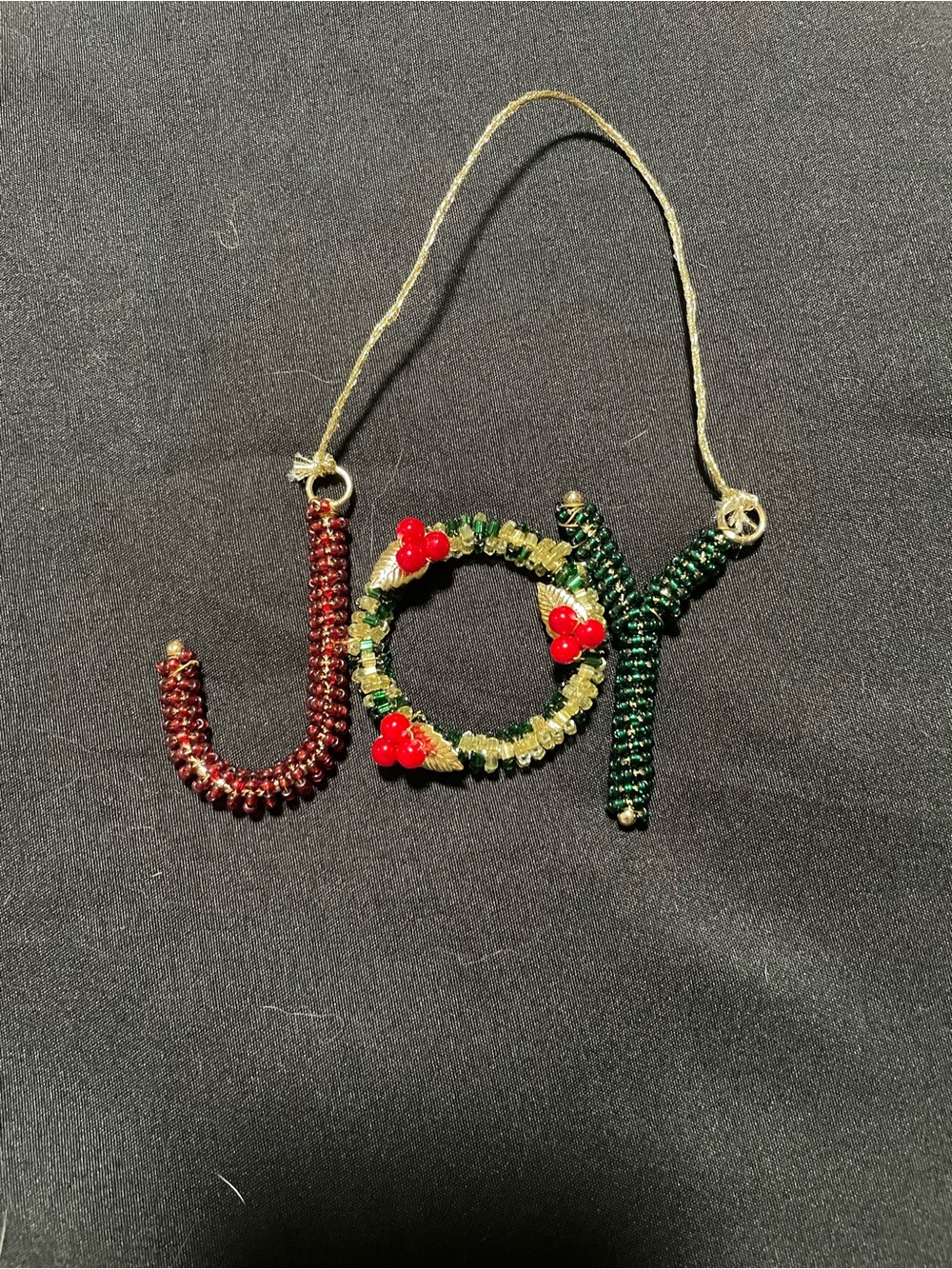JOY Beaded Wire Wrapped Holiday Ornament